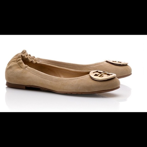 Tory Burch Shoes - Tory Burch Reva Ballet Suede Flats Tan Size: 6